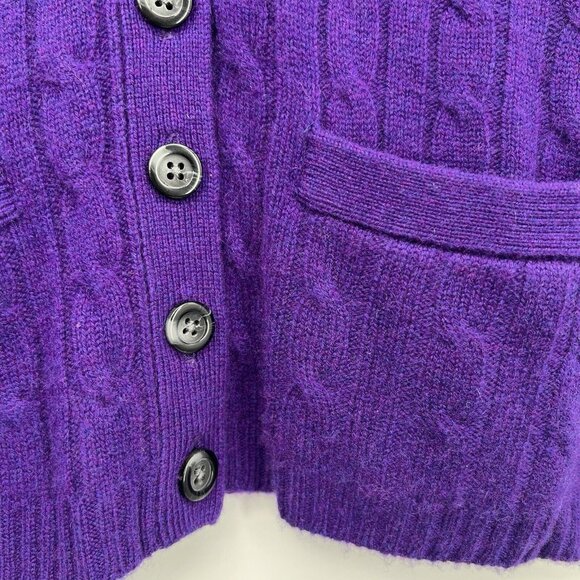 Neiman Marcus Short Sleeve Cardigan Sweater Womens S Cashmere Cable knit Purple - Picture 8 of 11